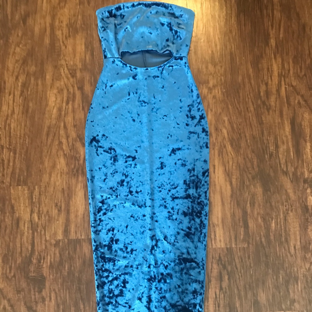 Icy blue velvet dress